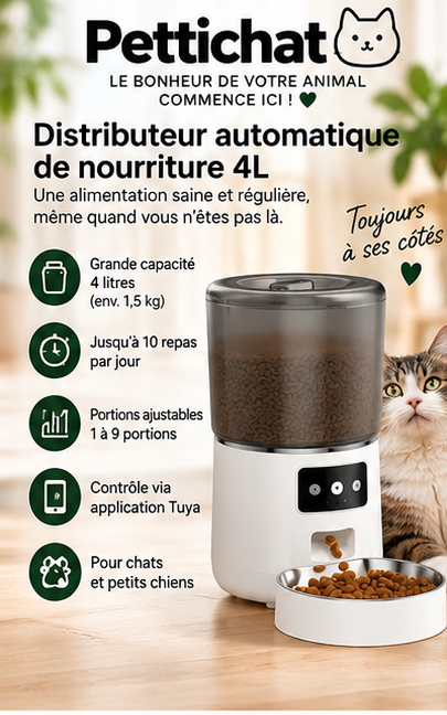 Distributeur automatique Pettichat 4L pour chat et chien